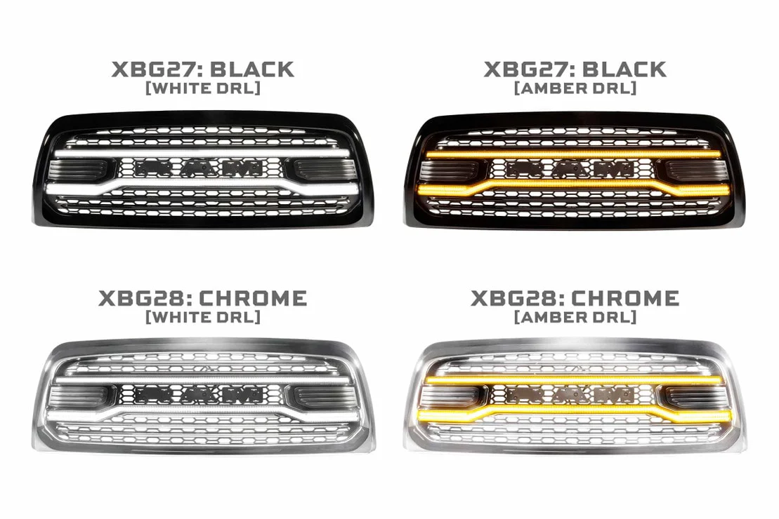 2013-2018 Dodge Ram White Amber LED DRL XBG Grill Light Assembly - Image 6