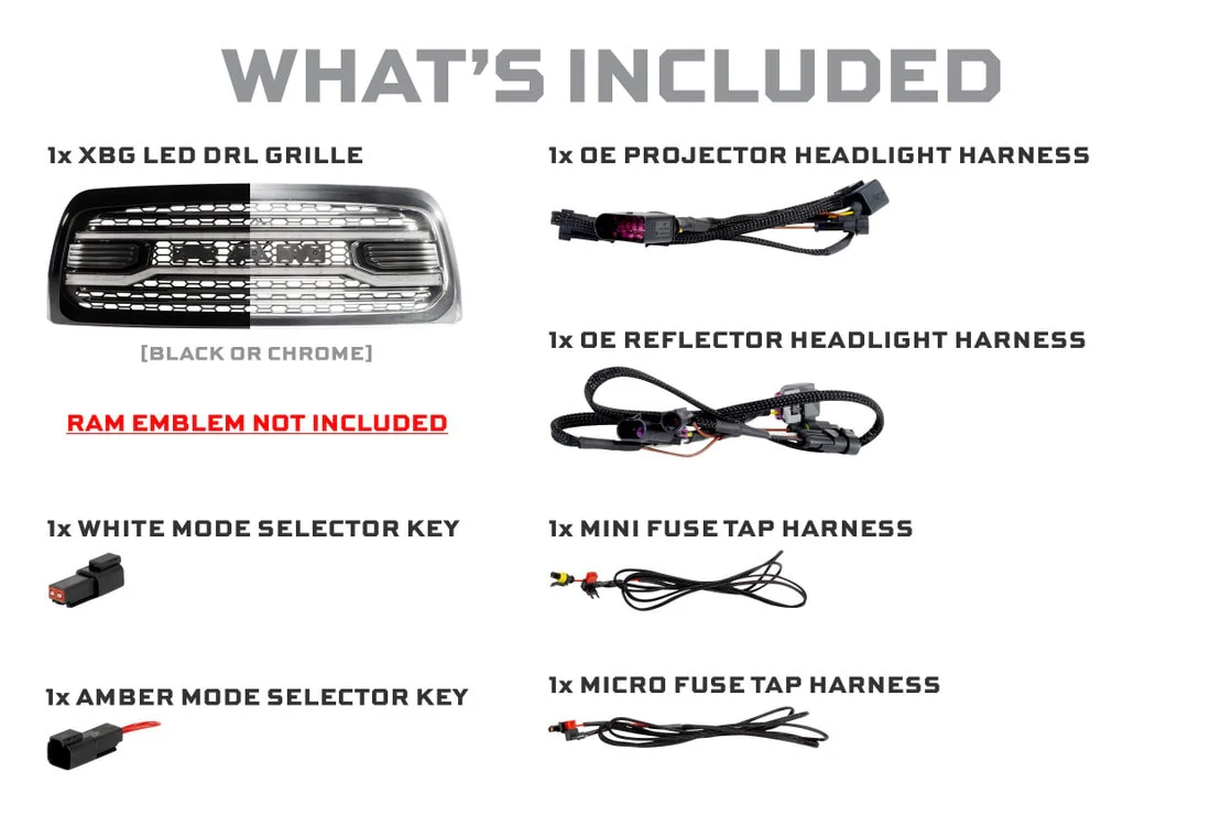 2013-2018 Dodge Ram White Amber LED DRL XBG Grill Light Assembly - Image 7