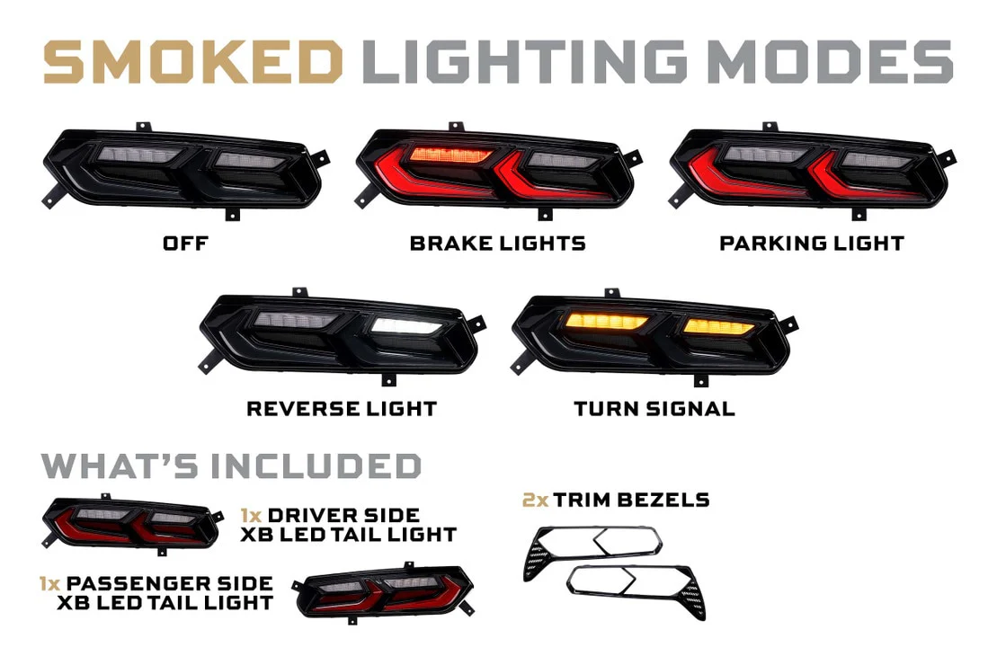 2014-2019 C7 Corvette Red Smoked XB LED Tail Lights Assemblies - Image 9