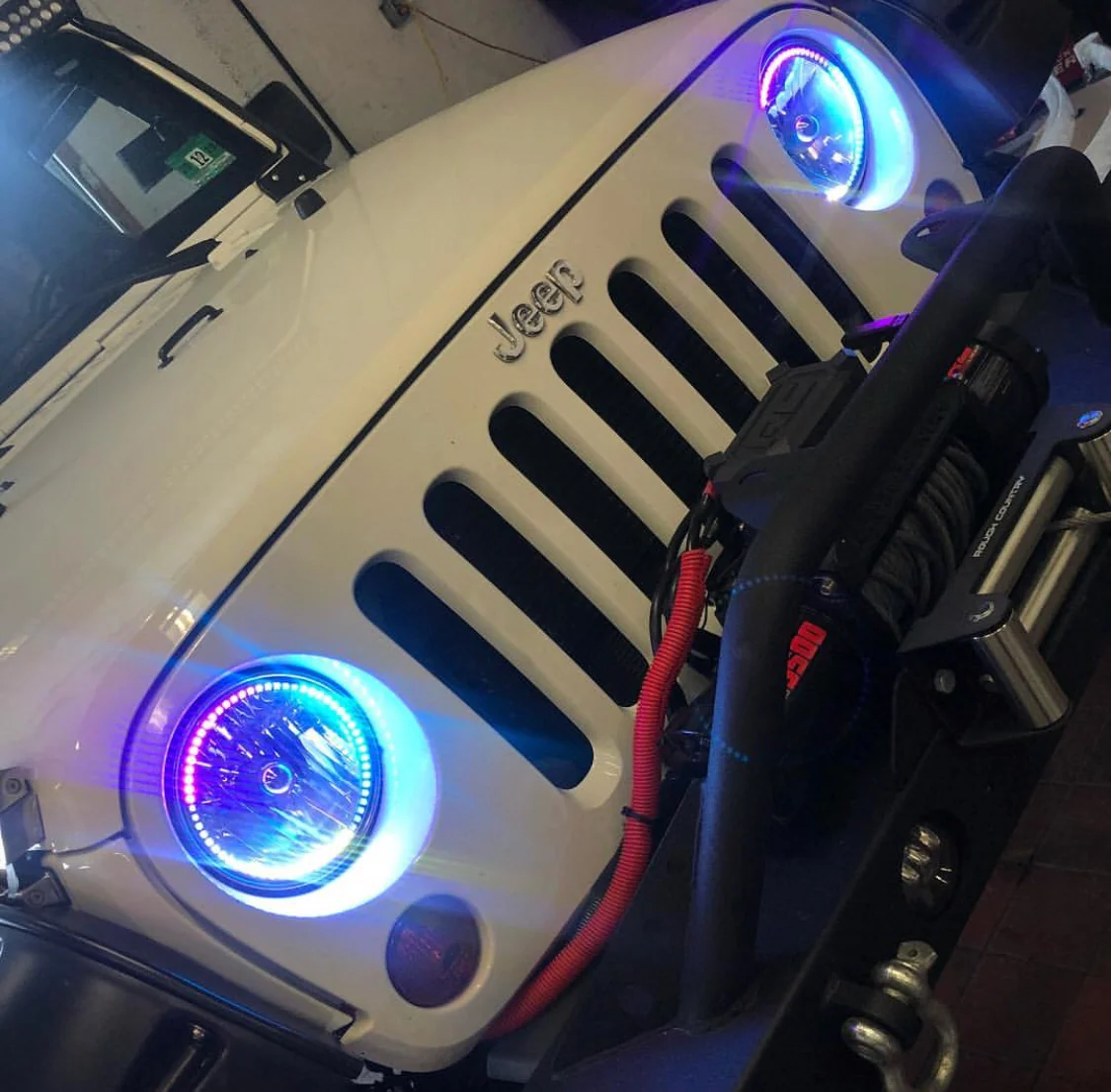 1997-2018 Jeep Wrangler JK RGBW Color-Chasing Waterproof Exterior LED Halo Kit - Image 3