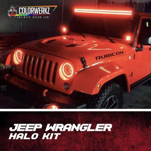 1997-2018 Jeep Wrangler JK RGBW Color-Chasing Waterproof Exterior LED Halo Kit - Image 8