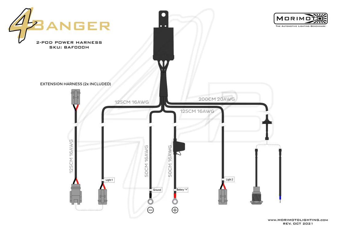 2 Output Power Harness For 4Banger LED Pods and Fog Light Kits - Image 9