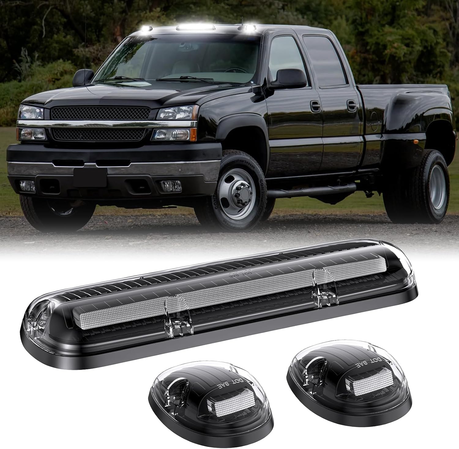 2000-2006 GMC Chevy HD Smoked White Amber LED Roof Cab Lights - Image 3