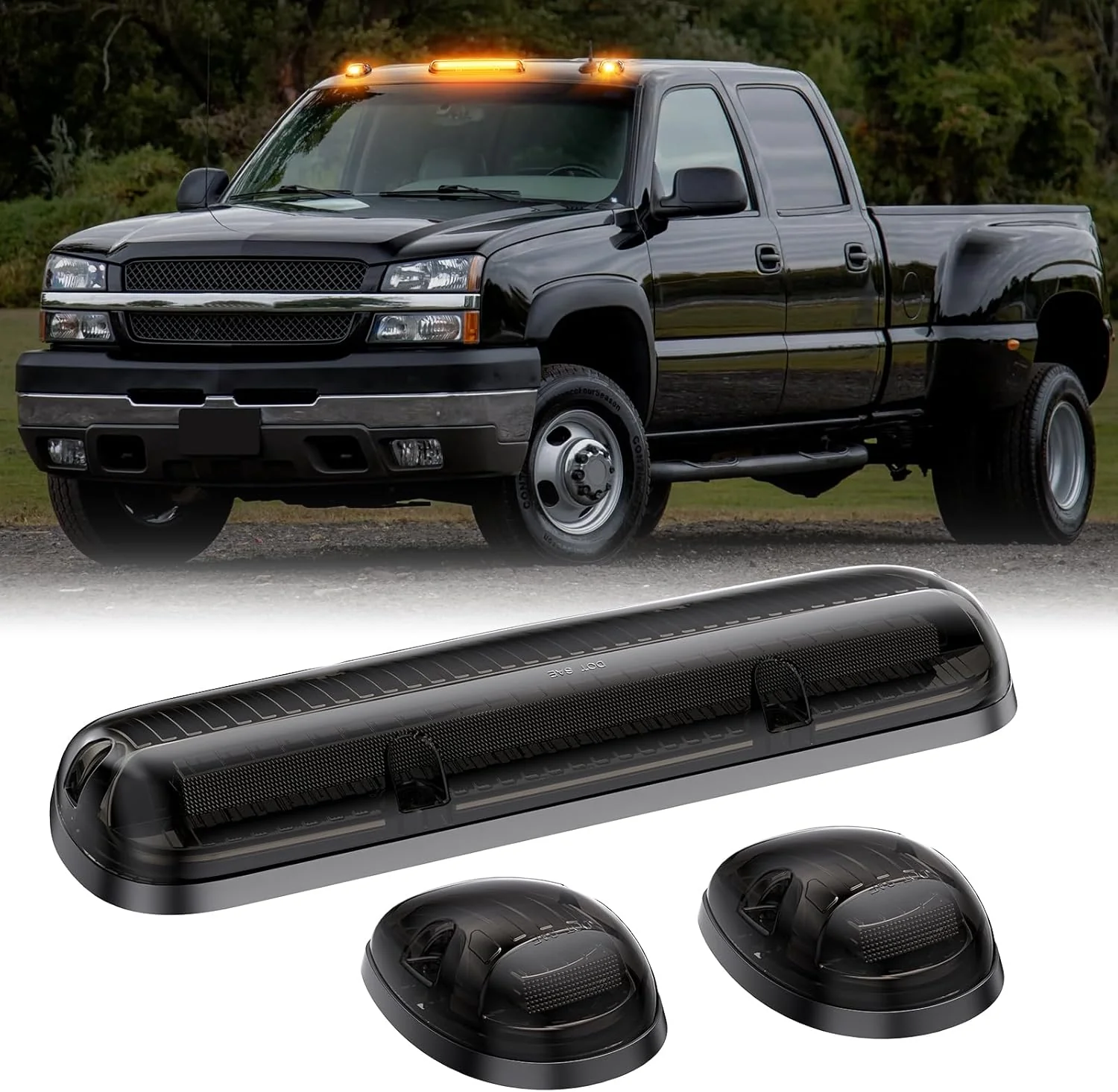 2000-2006 GMC Chevy HD Smoked White Amber LED Roof Cab Lights - Image 7