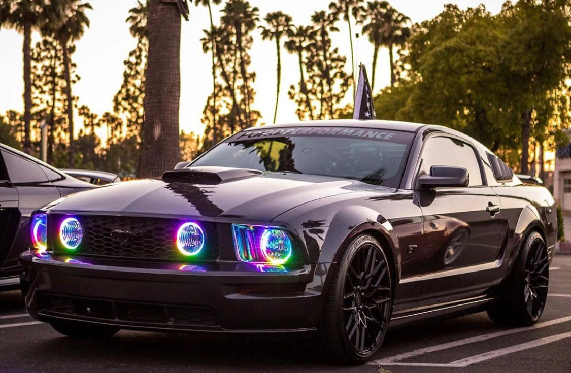 2005-2009 Ford Mustang RGBW Color-Chasing LED Halo Headlights (Flow Series) - Image 4