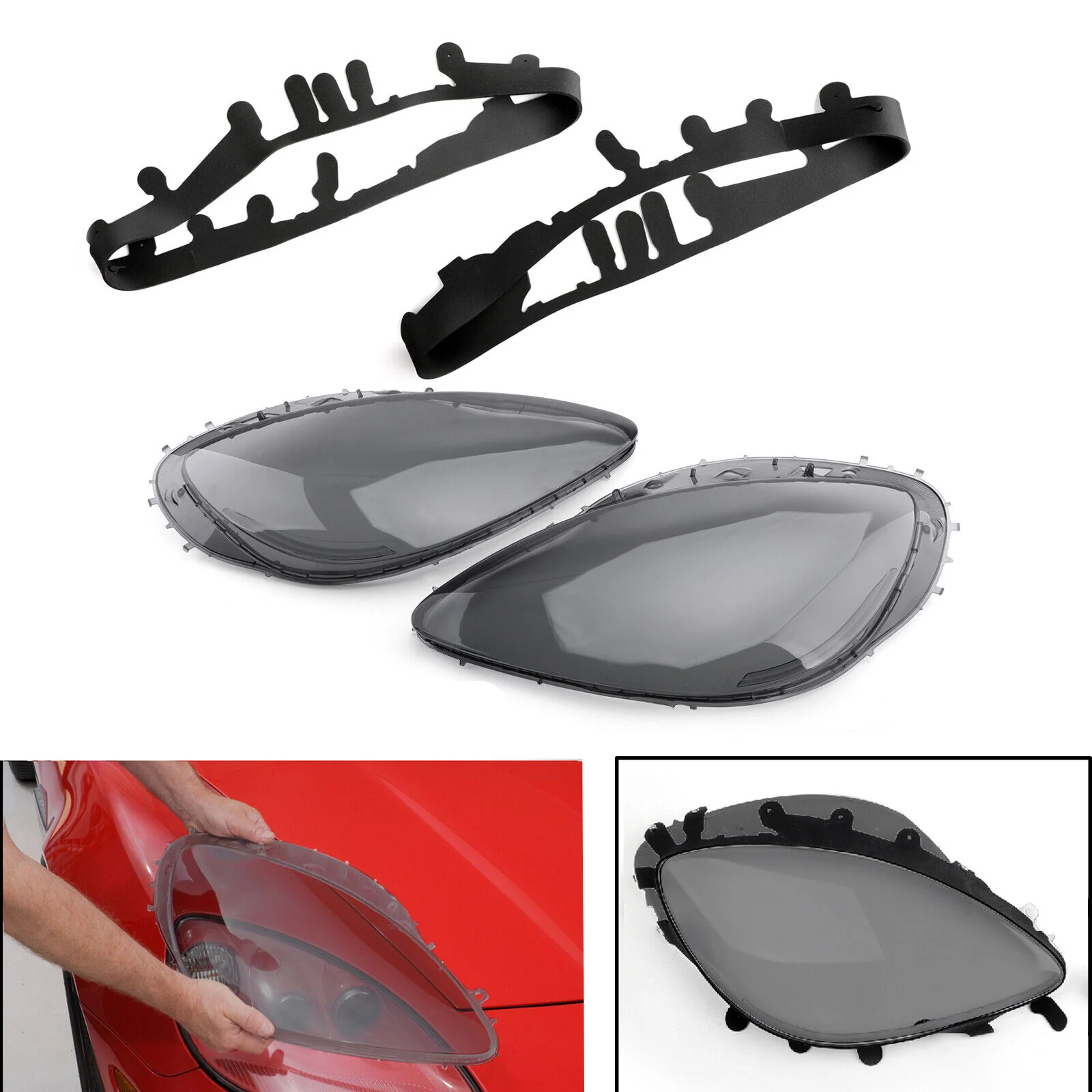 2005-2013 Chevrolet C6 Corvette Headlight Lens Covers Left LH Right RH (Pair) - Image 3