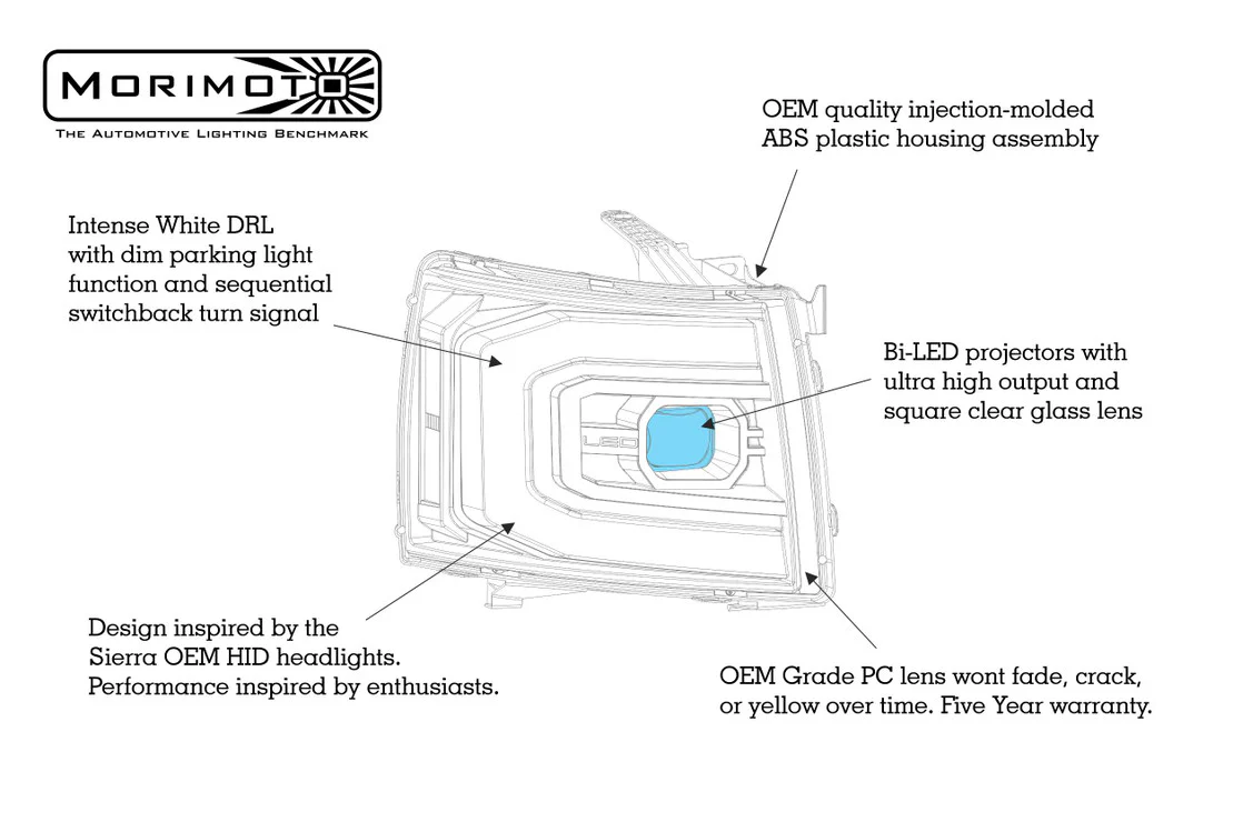 2007-2013 Chevrolet Silverado LED DRL Projector Headlights - Image 9