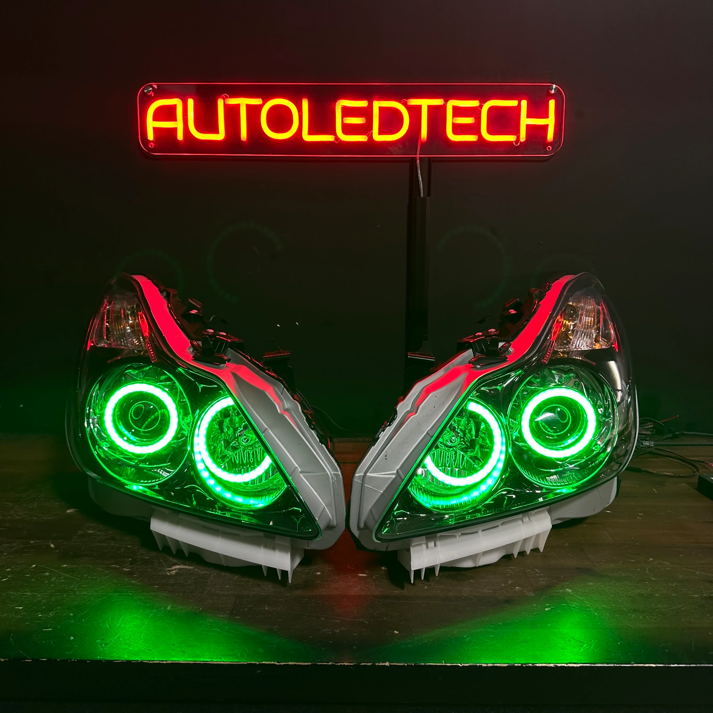 2008-2015 Infiniti G37 Q60 Coupe RGBW Flow Series LED Halo Prebuilt Headlights - Image 5