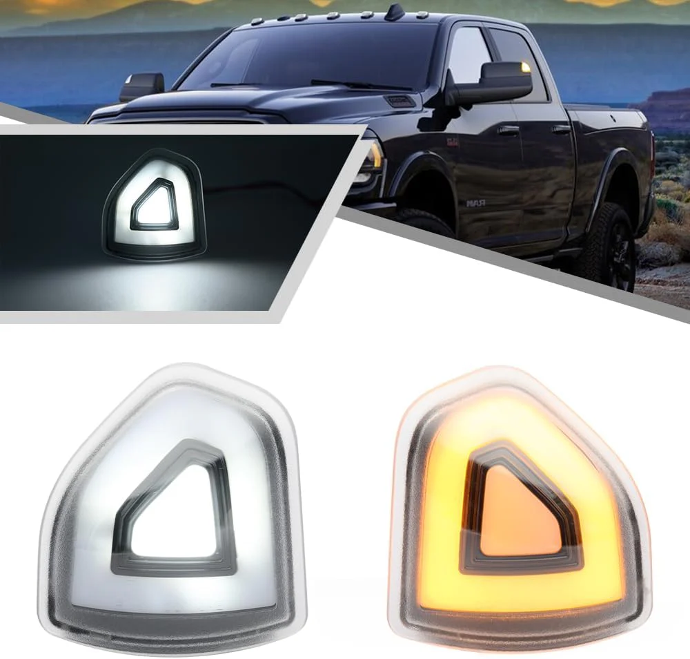 2009-2022 Ram 1500 2500 HD Smoked White Amber LED Tow Mirror Lights - Image 12