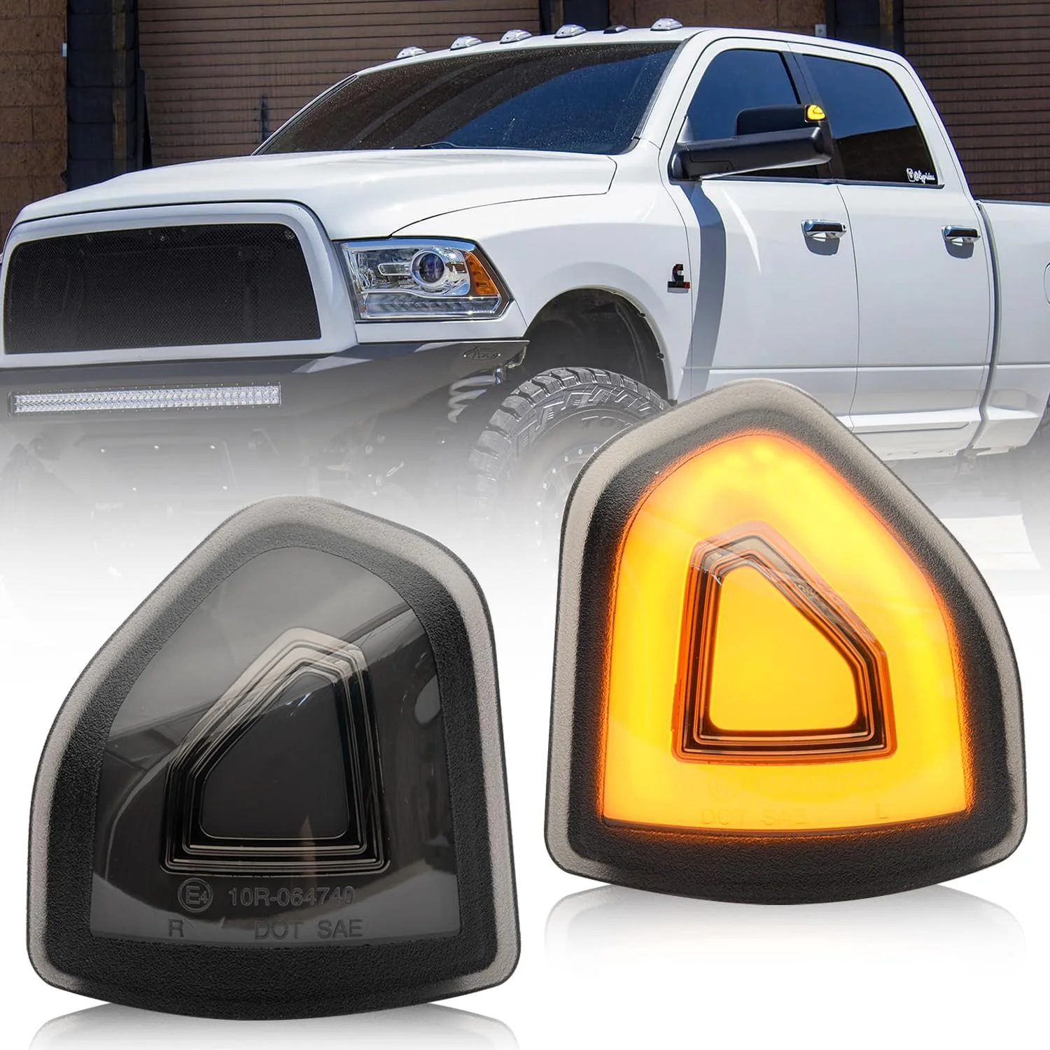 2009-2022 Ram 1500 2500 HD Smoked White Amber LED Tow Mirror Lights - Image 15