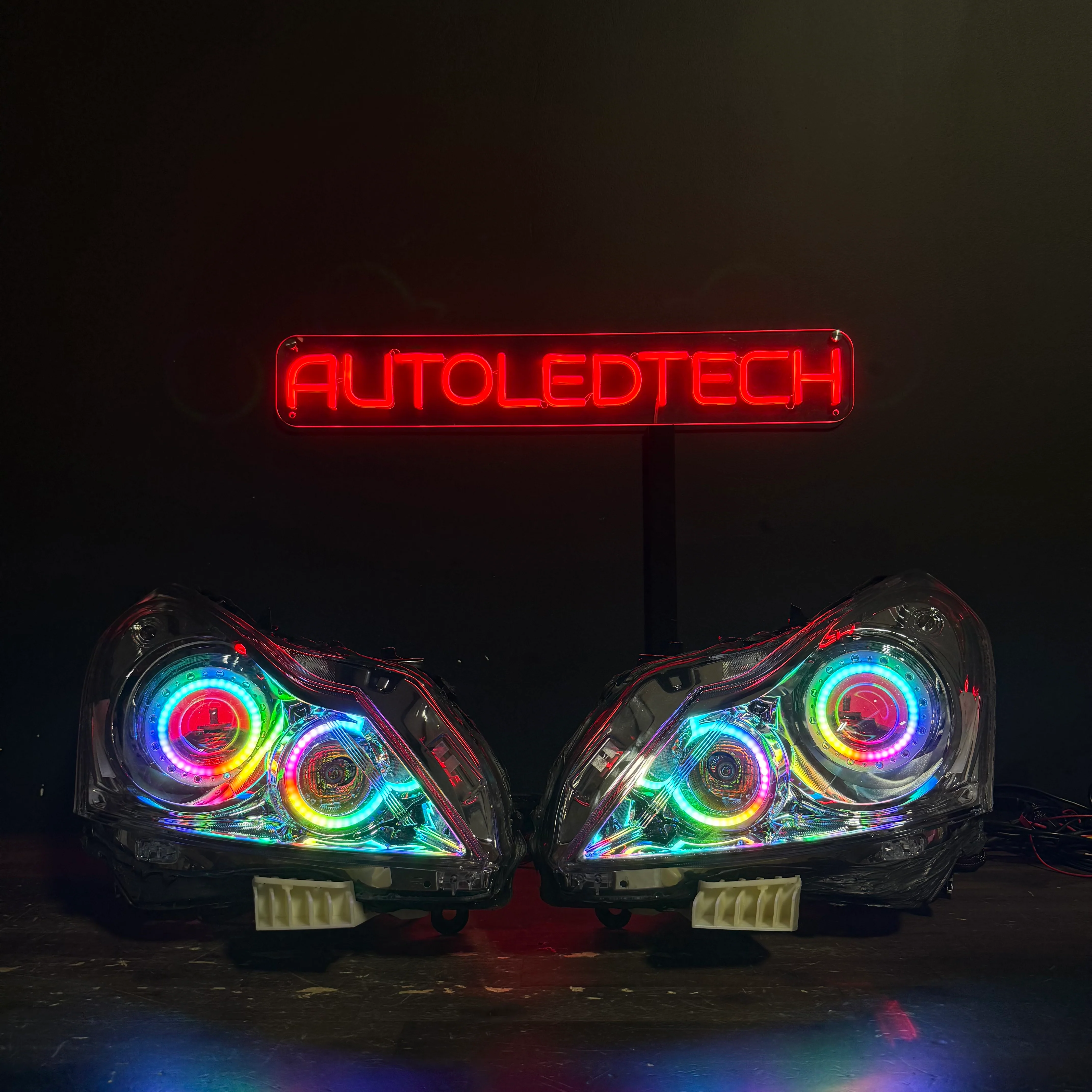 2010-2015 Infiniti G37 G25 Q40 Sedan RGBW Flow Series LED Halo Prebuilt Headlights - Image 28