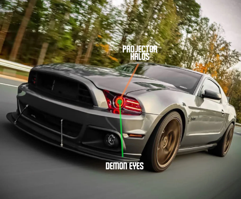 2010-2014 Ford Mustang RGBW Flow Series LED DRL Halo Prebuilt Headlights - Image 13