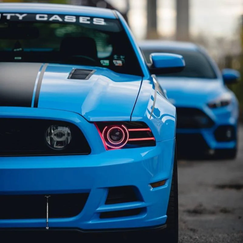 2010-2014 Ford Mustang RGBW Flow Series LED DRL Halo Prebuilt Headlights - Image 3
