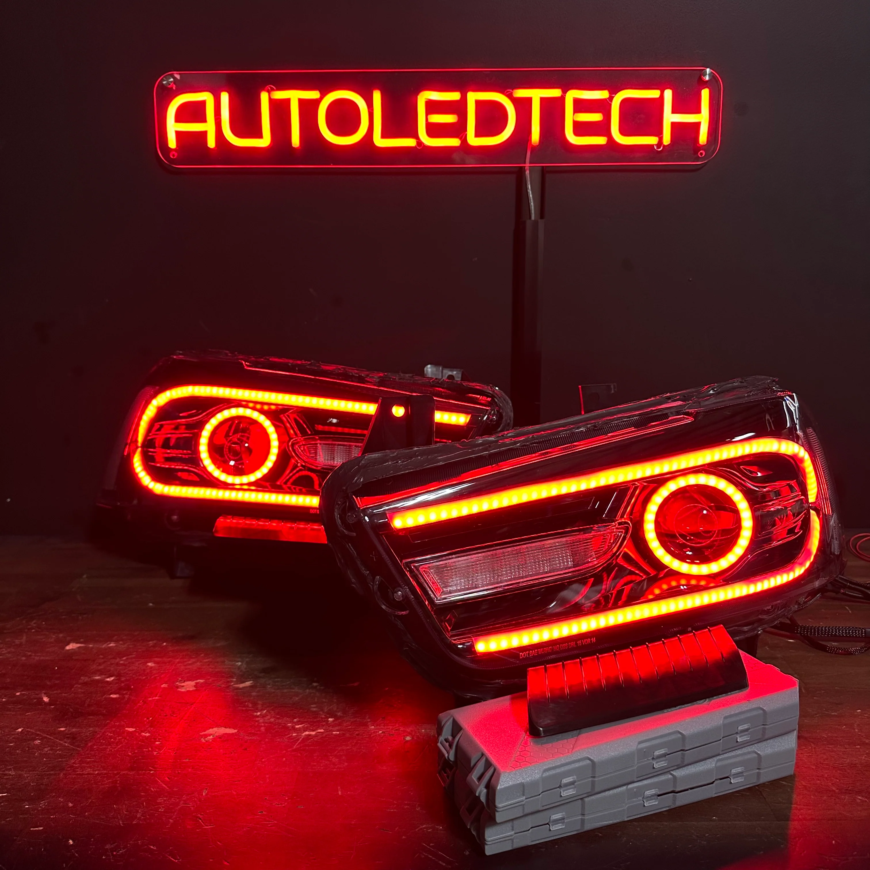 2011-2014 Dodge Charger RGBW Flow Series LED DRL Projector Headlights - Image 2