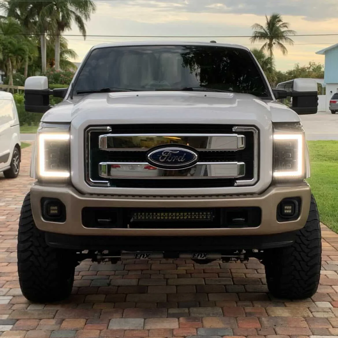 2011-2016 Ford Super Duty F250 White Amber XB LED DRL Projector Headlights - Image 5