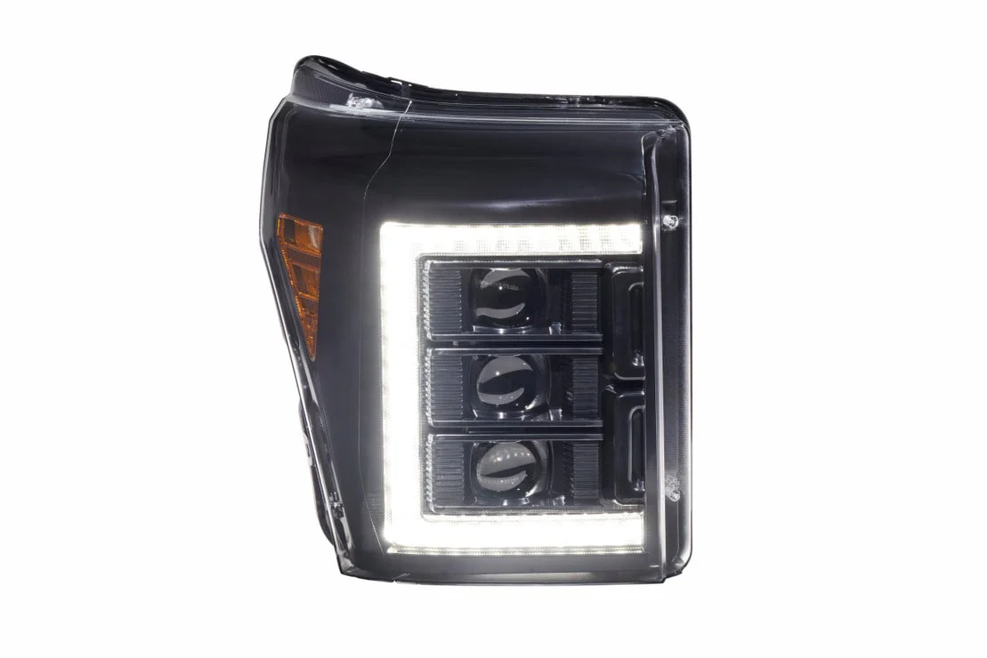 2011-2016 Ford Super Duty F250 White Amber XB LED DRL Projector Headlights - Image 9