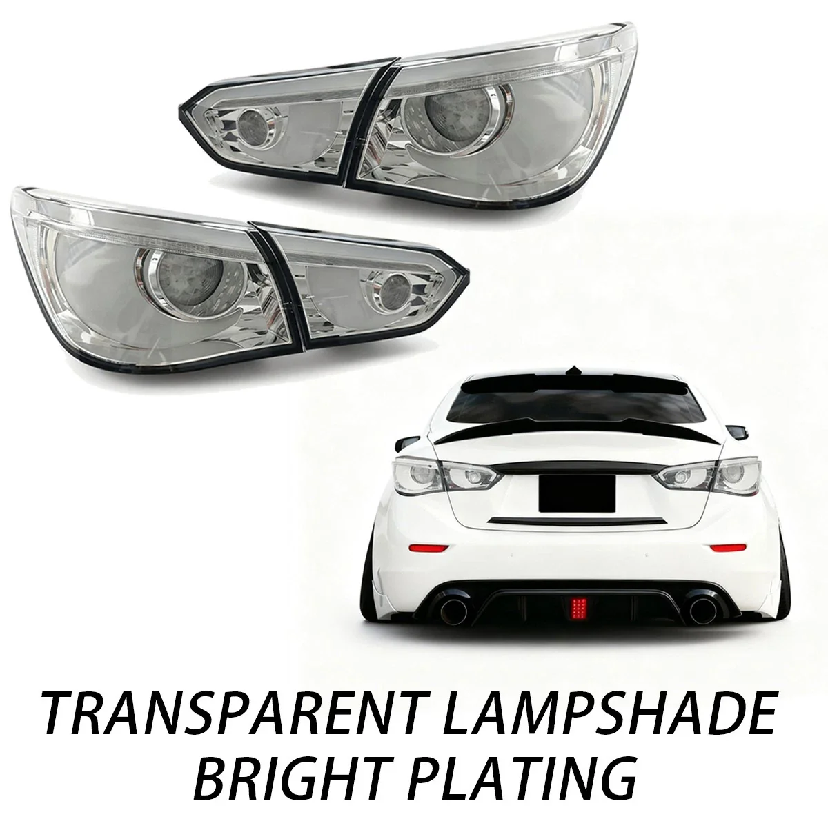 2014-2017 Infiniti Q50 Chrome Black Red Clear Lens Tail Lights - Image 7