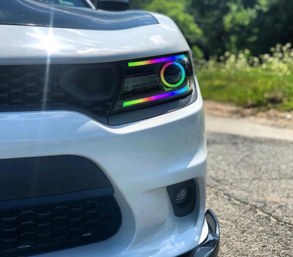 2015-2023 Dodge Charger RGBW Flow Series LED DRL Prebuilt Halo Headlights - Image 21