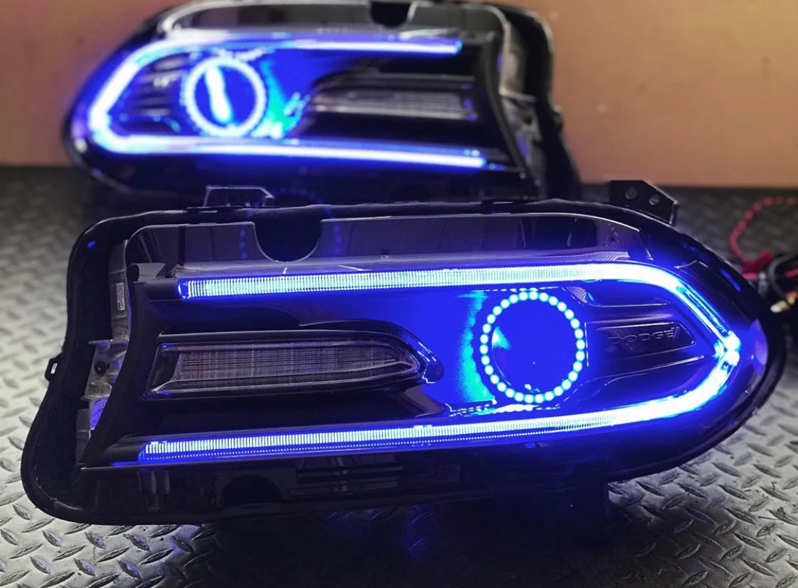 2015-2023 Dodge Charger RGBW Flow Series LED DRL Prebuilt Halo Headlights - Image 32