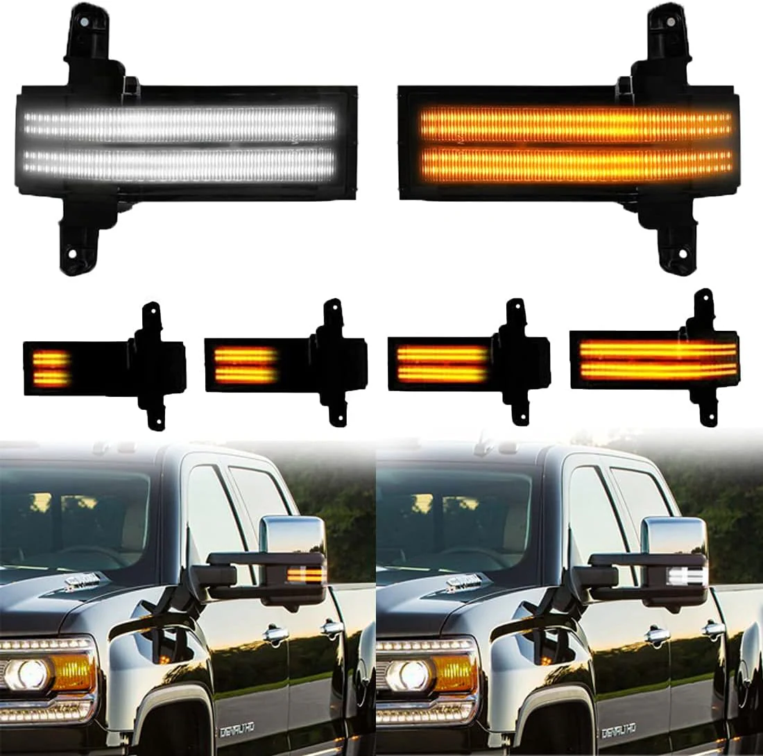 2015-2019 GMC Chevy HD Smoked White Amber LED Roof Cab Lights - Image 7