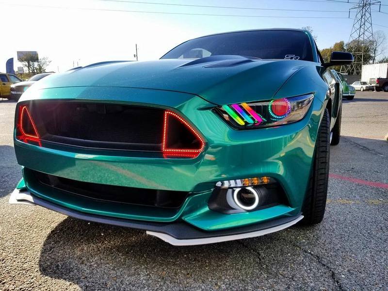 2015-2017 Ford Mustang Flow Series RGBW LED DRL Halo Prebuilt Headlights - Image 16