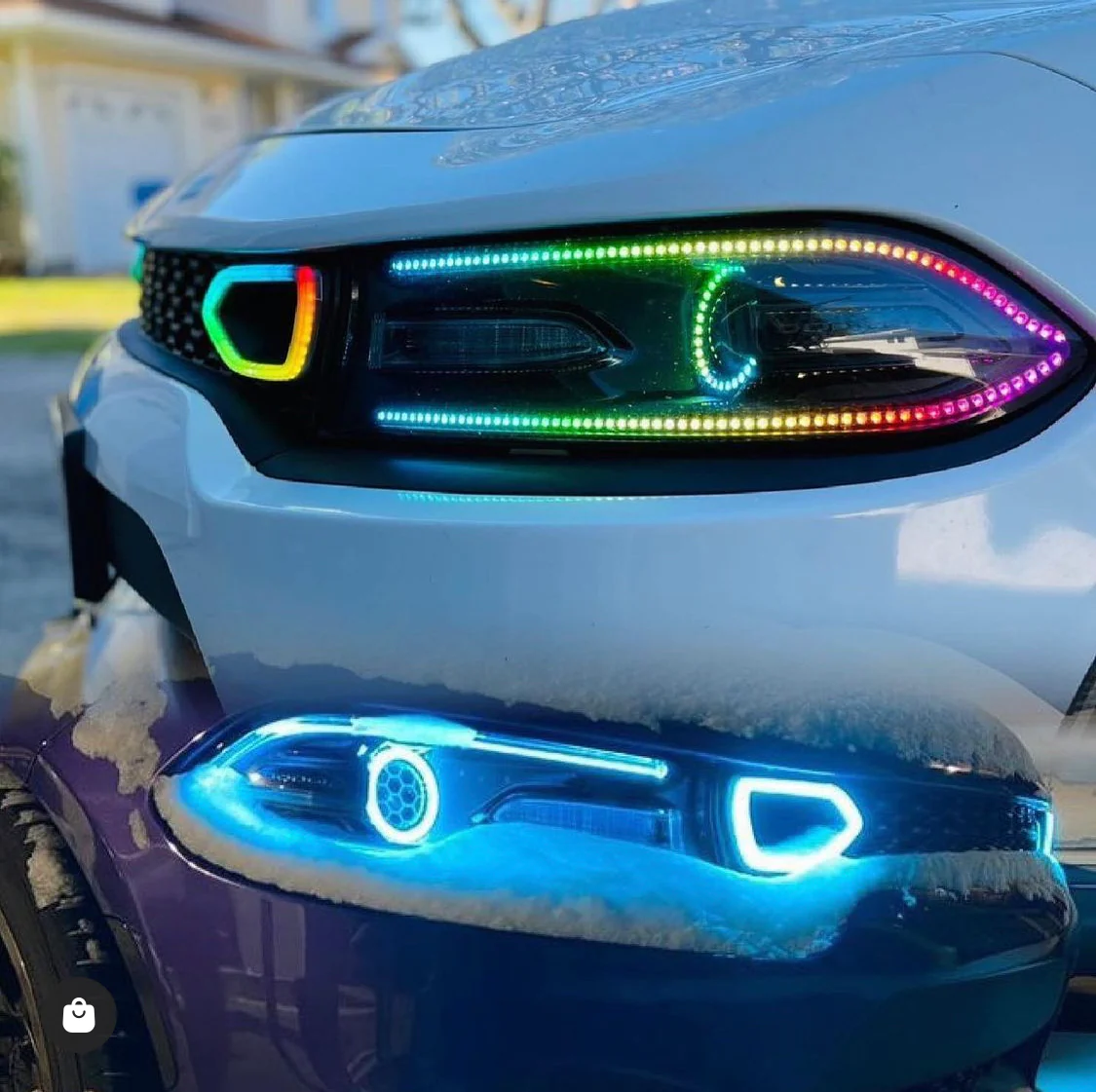 2015-2023 Dodge Charger RGBW Flow Series LED Grill Snorkel Lights - Image 13