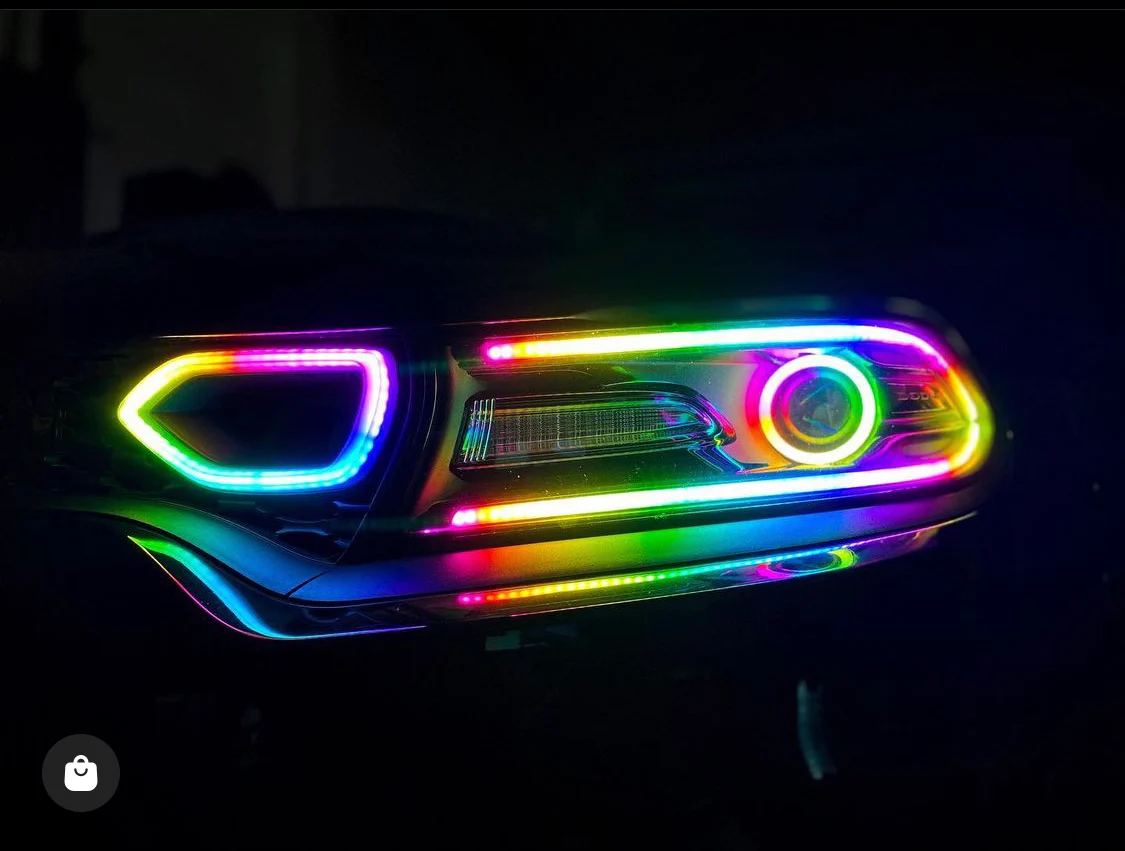 2015-2023 Dodge Charger RGBW Flow Series LED Grill Snorkel Lights - Image 4