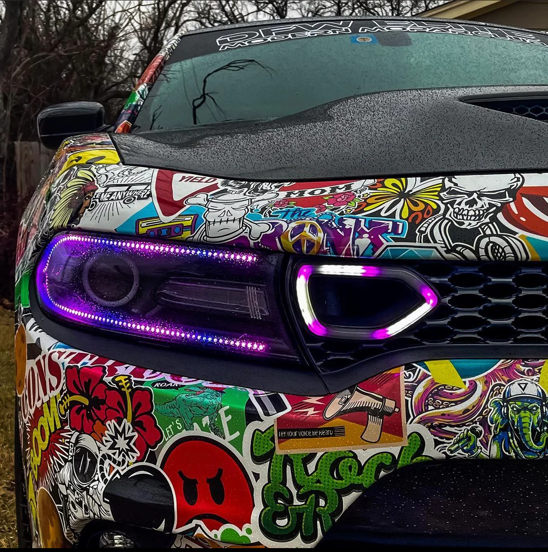 2015-2023 Dodge Charger RGBW Flow Series LED Grill Snorkel Lights - Image 5