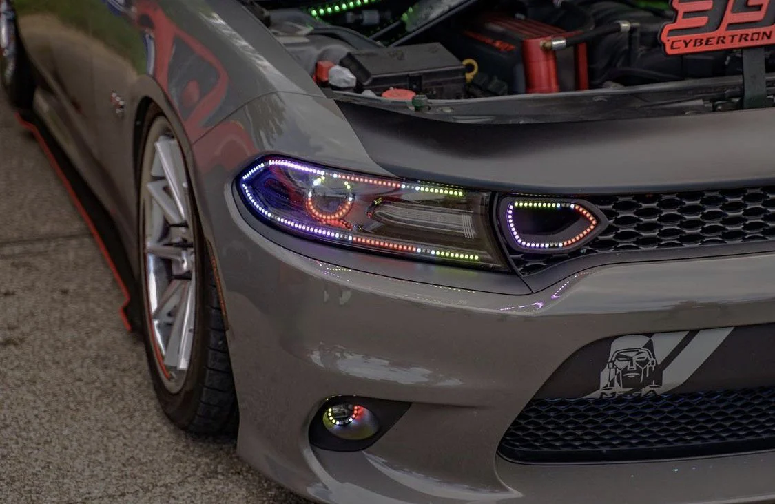 2015-2023 Dodge Charger RGBW Flow Series LED Grill Snorkel Air Intake Halo Kit - Image 6