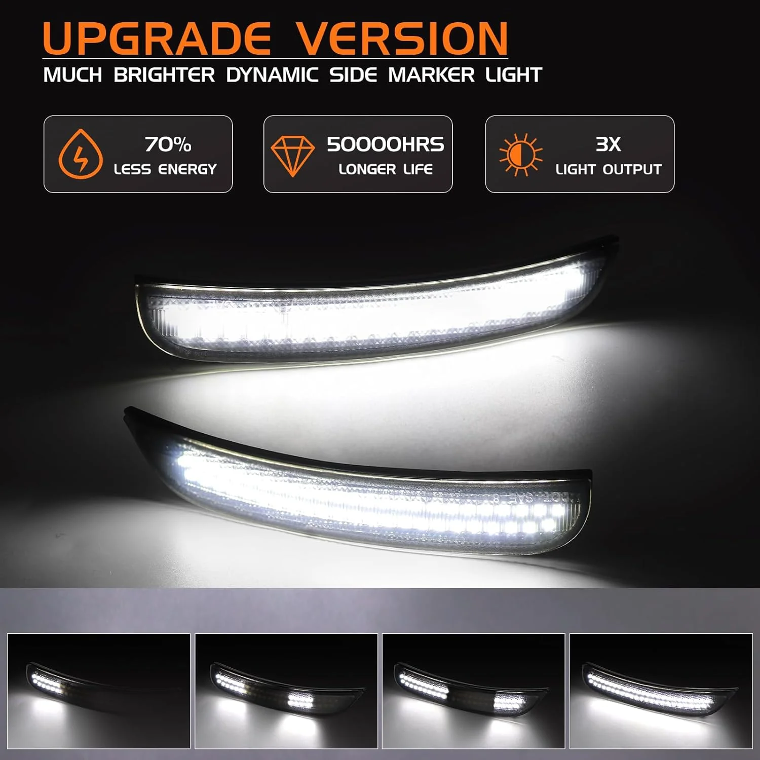 2015-2023 Chrysler 300 SCANNING White LED Smoked Side Marker Lights - Image 10