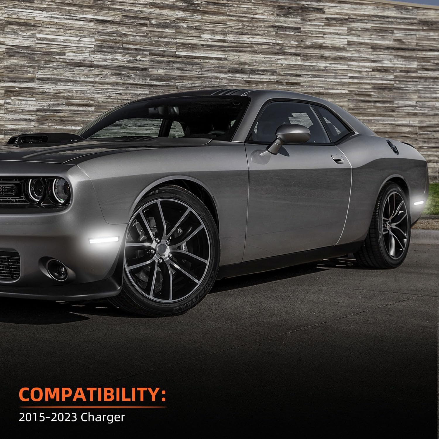 2015-2023 Dodge Challenger SCANNING White LED Smoked Side Marker Lights - Image 8