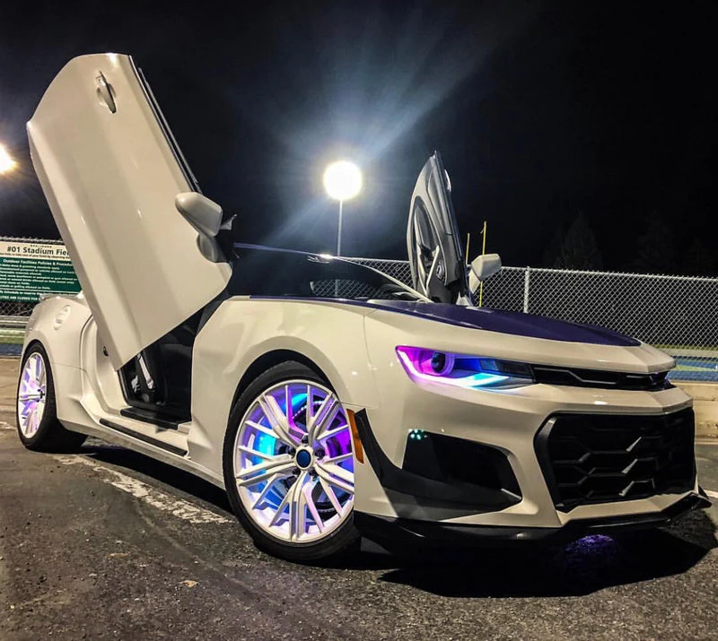 2016-2018 Chevrolet Camaro RGBW Flow Series LED DRL Prebuilt Halo Headlights - Image 33