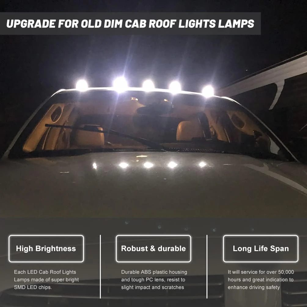 2017-2022 Ford F250 F350 Super Duty Clear Smoked White Amber LED Roof Cab Lights - Image 12