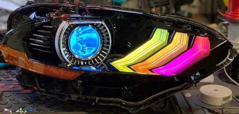 2018-2023 Ford Mustang RGBW Flow Series LED DRL Halo Headlights - Image 30