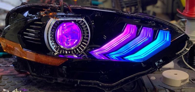 2018-2023 Ford Mustang RGBW Flow Series LED DRL Halo Headlights - Image 31