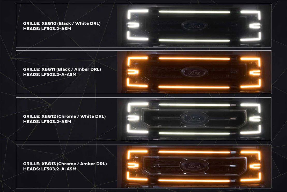 2020-2022 Ford Super Duty F250 White or Amber LED DRL XBG Grill Light Assembly - Image 4