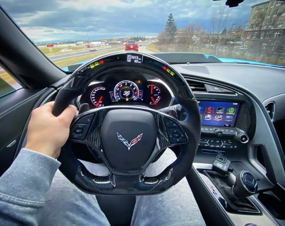 2014-2019 C7 Corvette Carbon Fiber Steering Wheel w/ LED RPM Display - Image 49