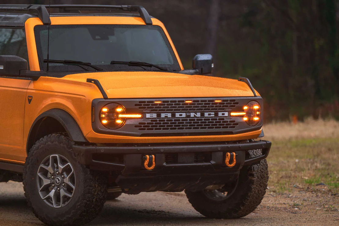 2021-2025+ Ford Bronco Amber LED DRL Projector Headlights Assemblies - Image 3