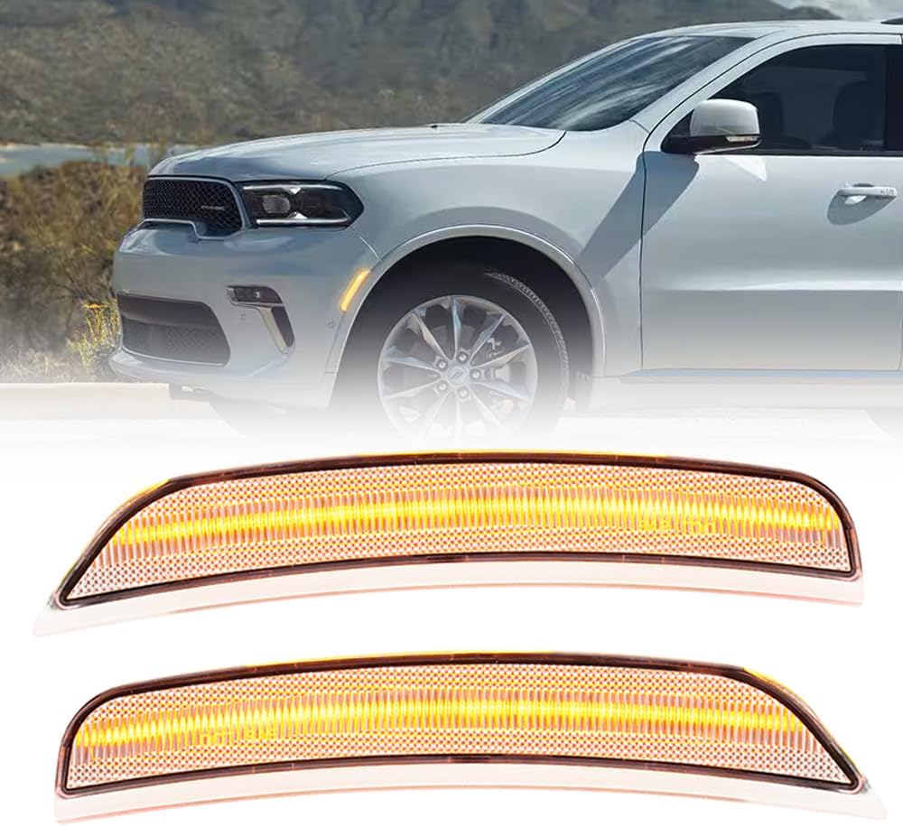 2021-2026+ Dodge Durango Clear Smoked White Amber LED Side Markers - Image 4