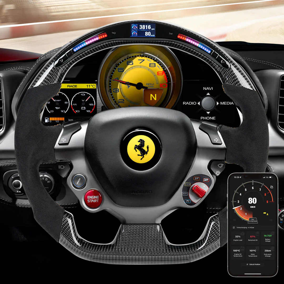 Ferrari 458 488 F12 Custom Carbon Fiber LED Steering Wheel - Image 6