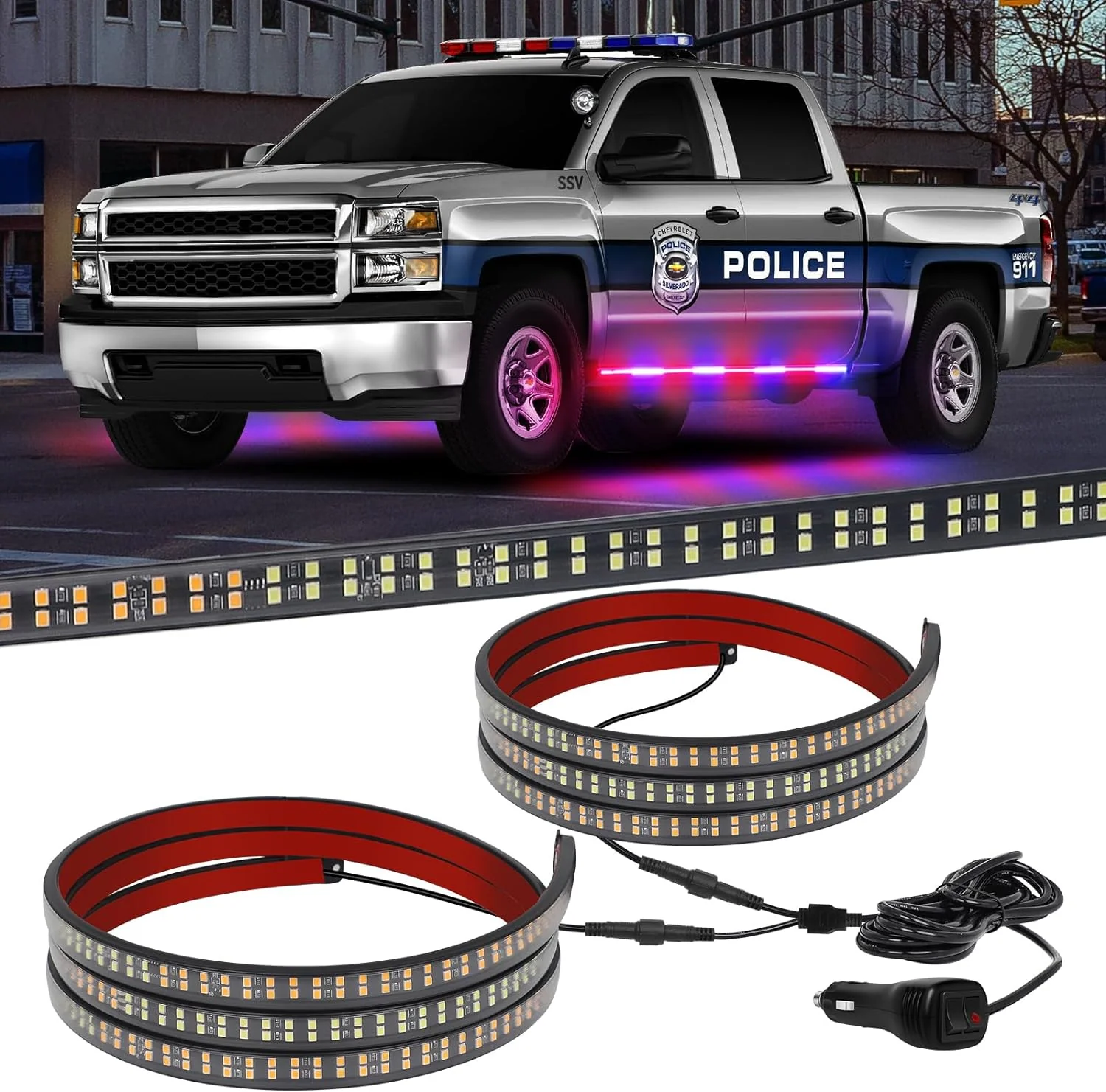 LED Strobe Rocker Lights Running Board Strips (70") - Image 6