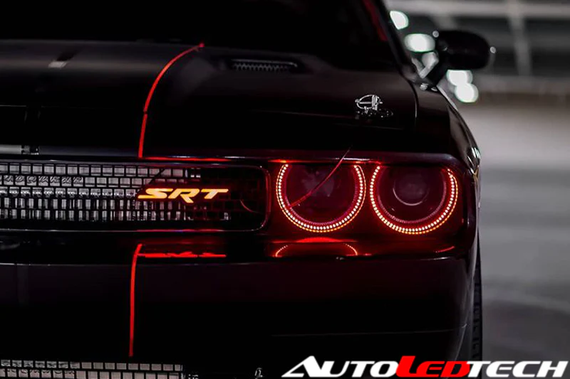 2008-2014 Dodge Challenger WATERPROOF RGBW Color-Chasing Exterior LED Easy Install Halo Kit (Flow Series) - Image 5